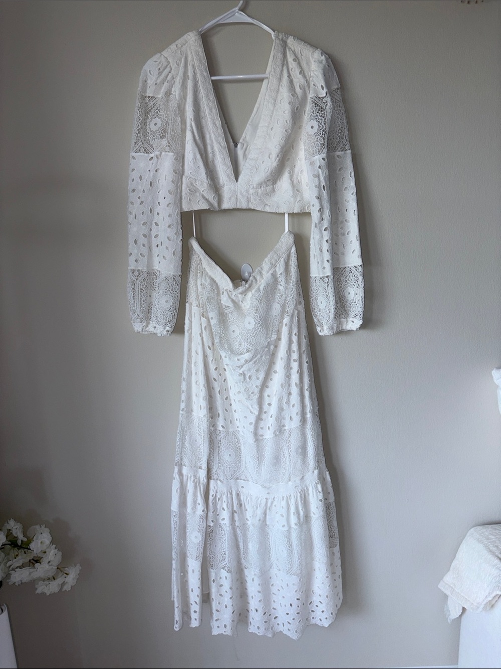 Gianni Bini White Eyelet Cutout V-Neck Maxi Dress - Picture 4 of 8